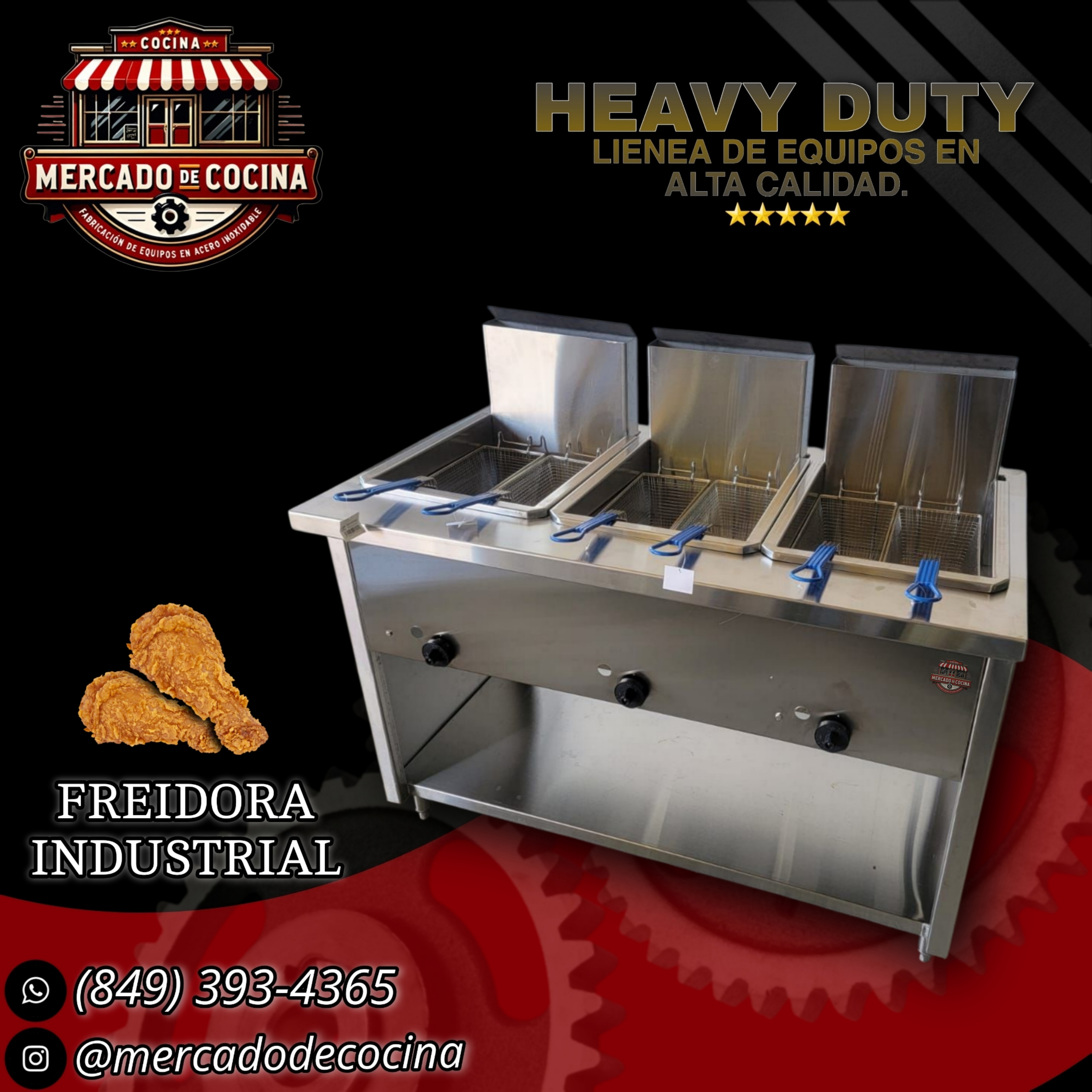 Freidora industrial de 3 tanques mod-PRO