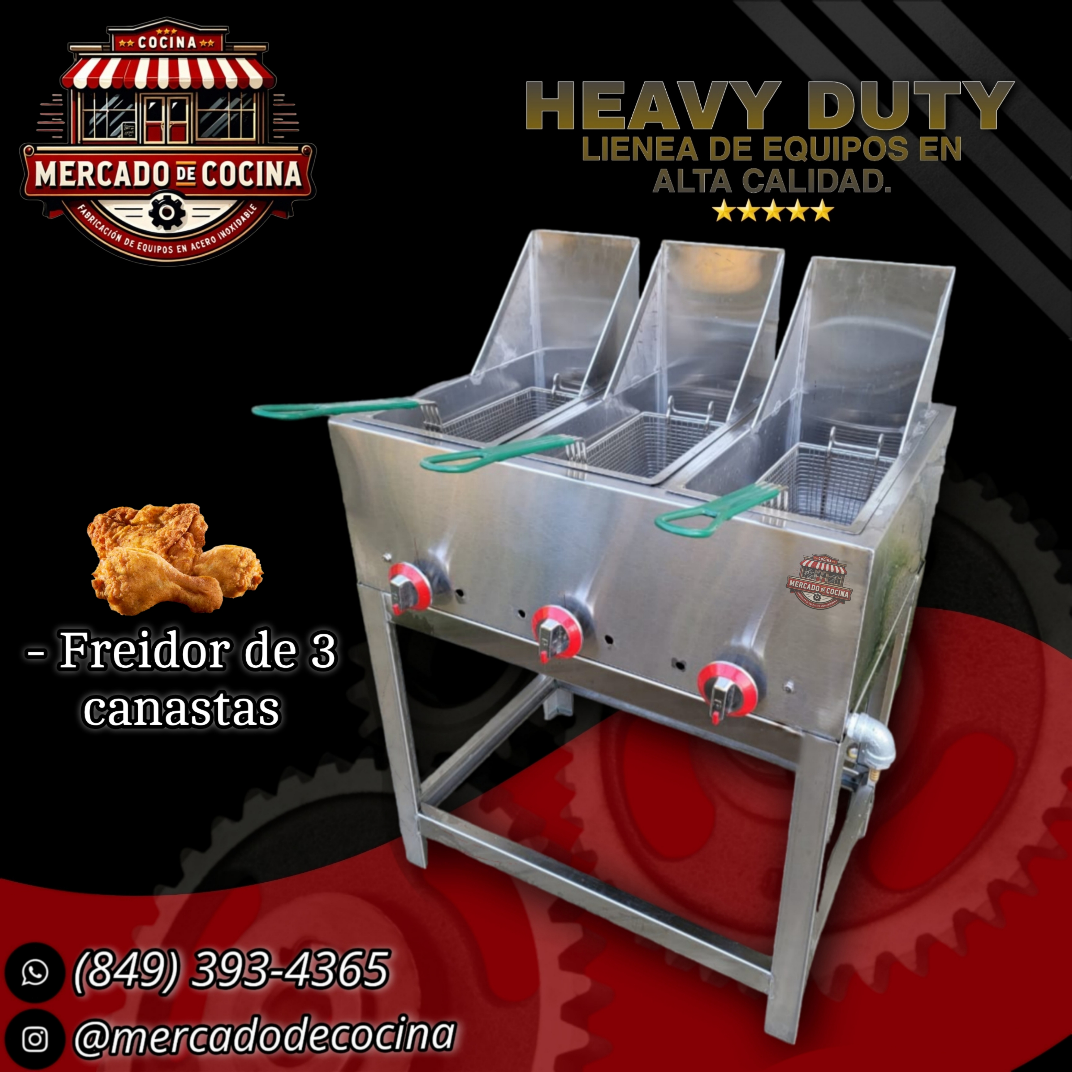 Freidora de 3 tanques mod-PRO