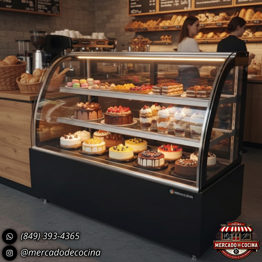 Vitrina fría para postres con cristal curvado de 48"
