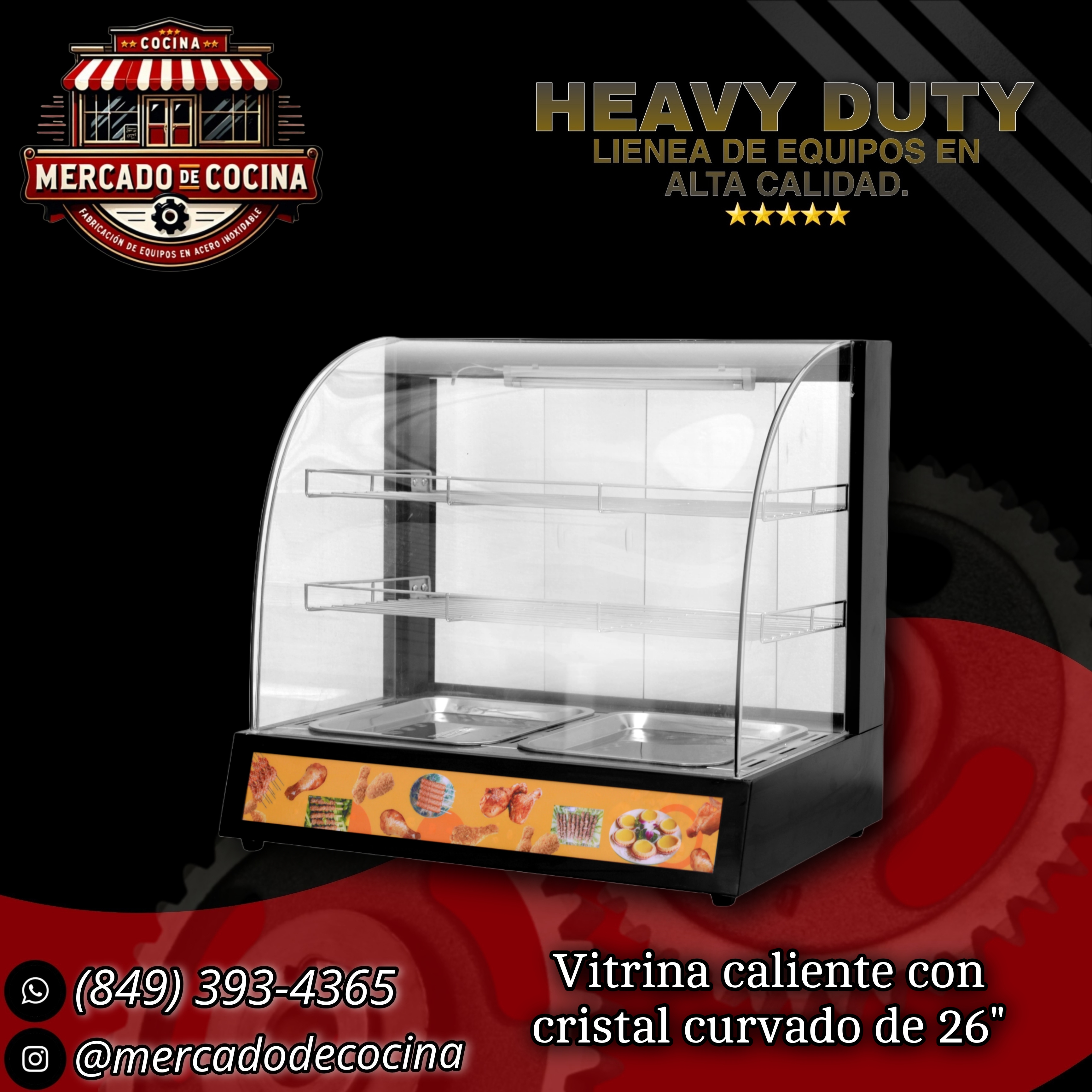 Vitrina caliente con cristal curvado de 26"