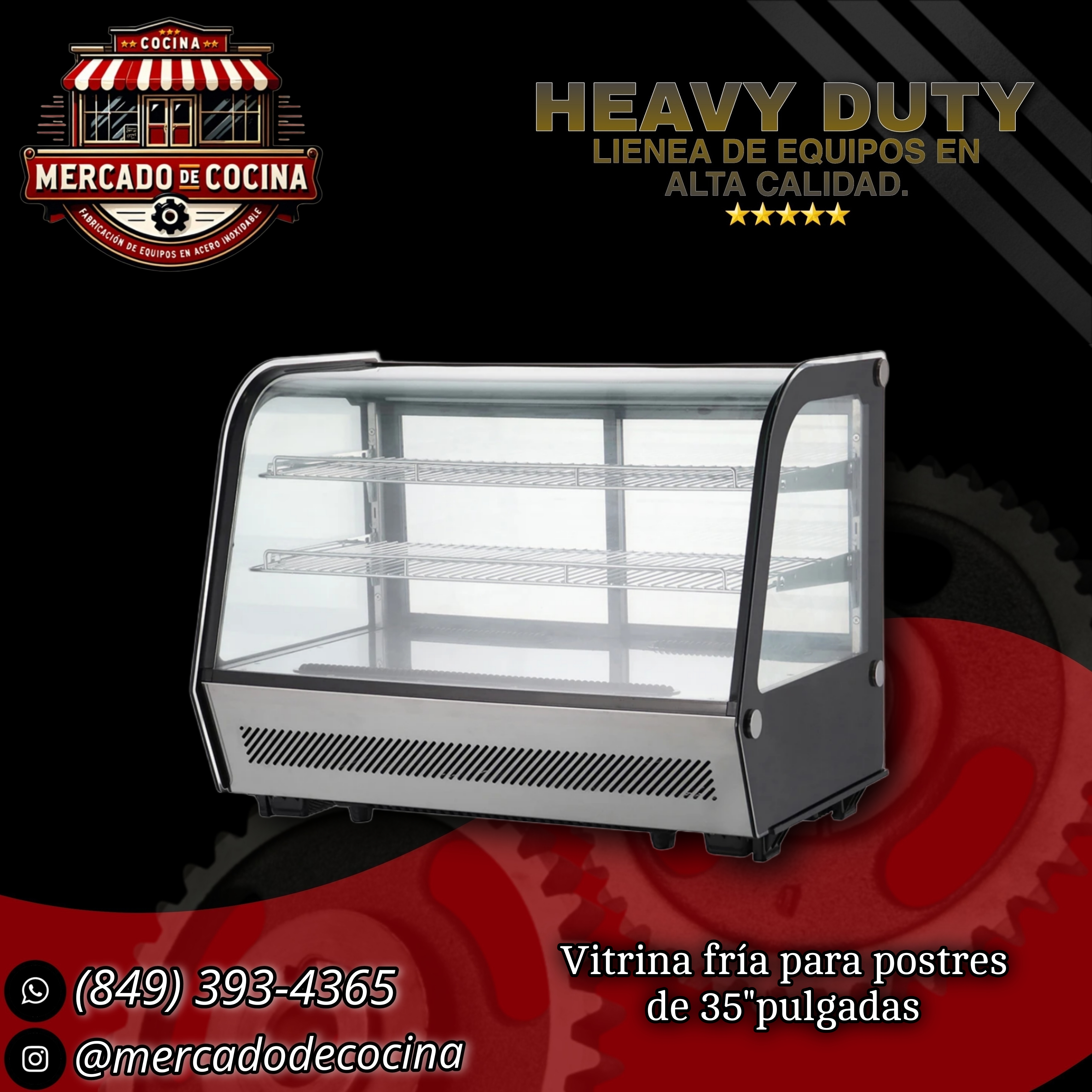 Vitrina fría para postres de 35"pulgadas