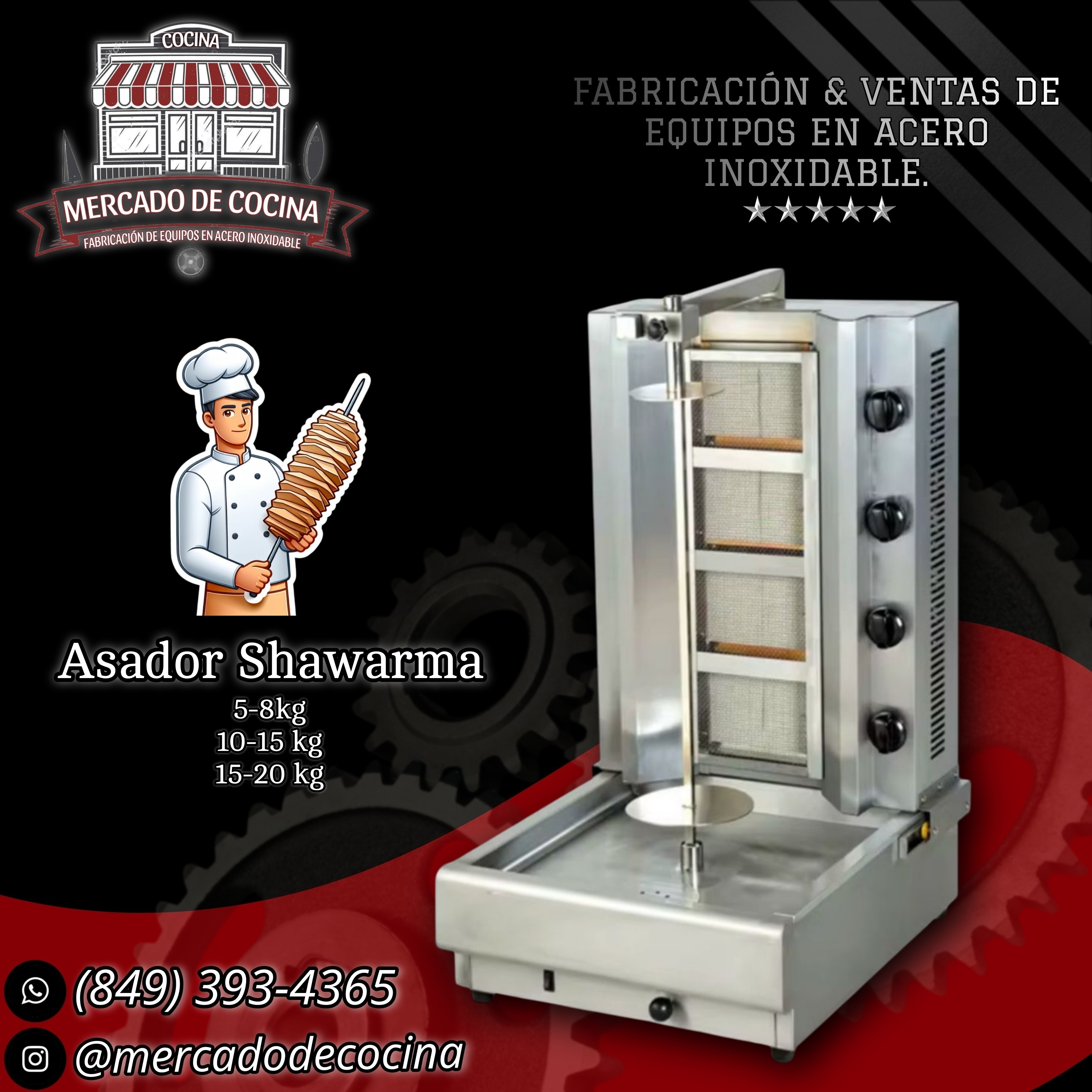 Asador vertical Shawarma 10-15kg