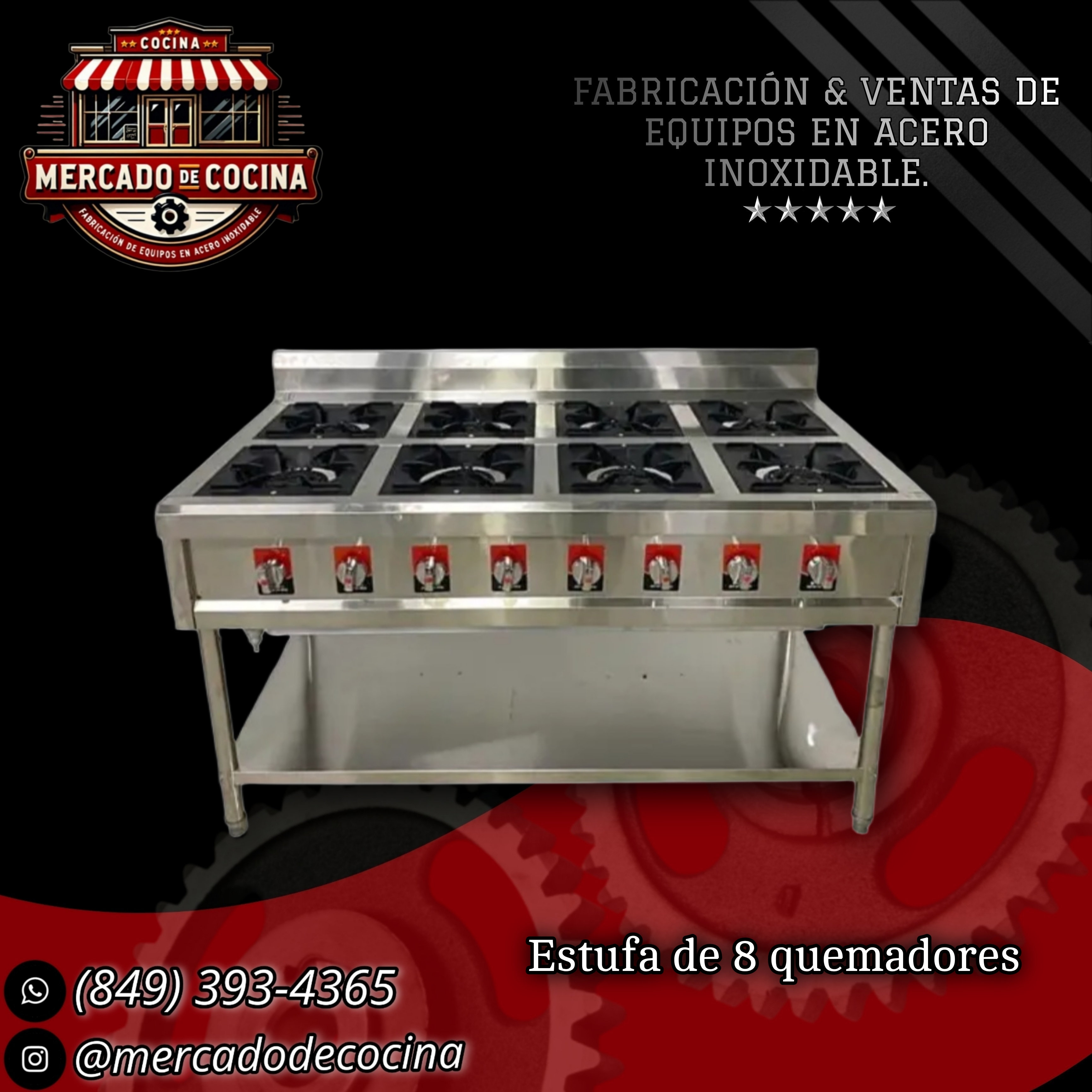 Estufa de 8 quemadores mod-Importado
