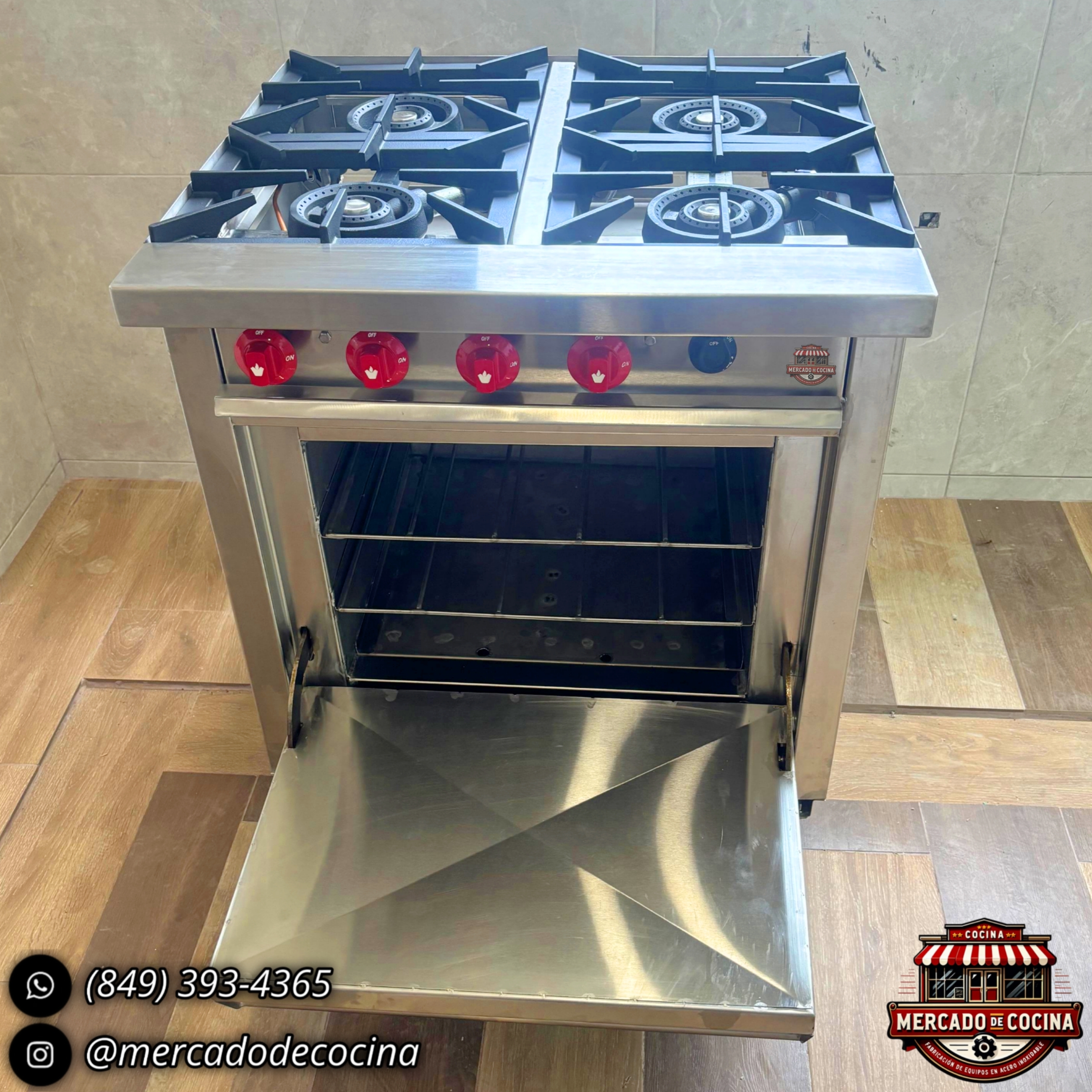 Estufa industrial 4 quemadores con horno #2