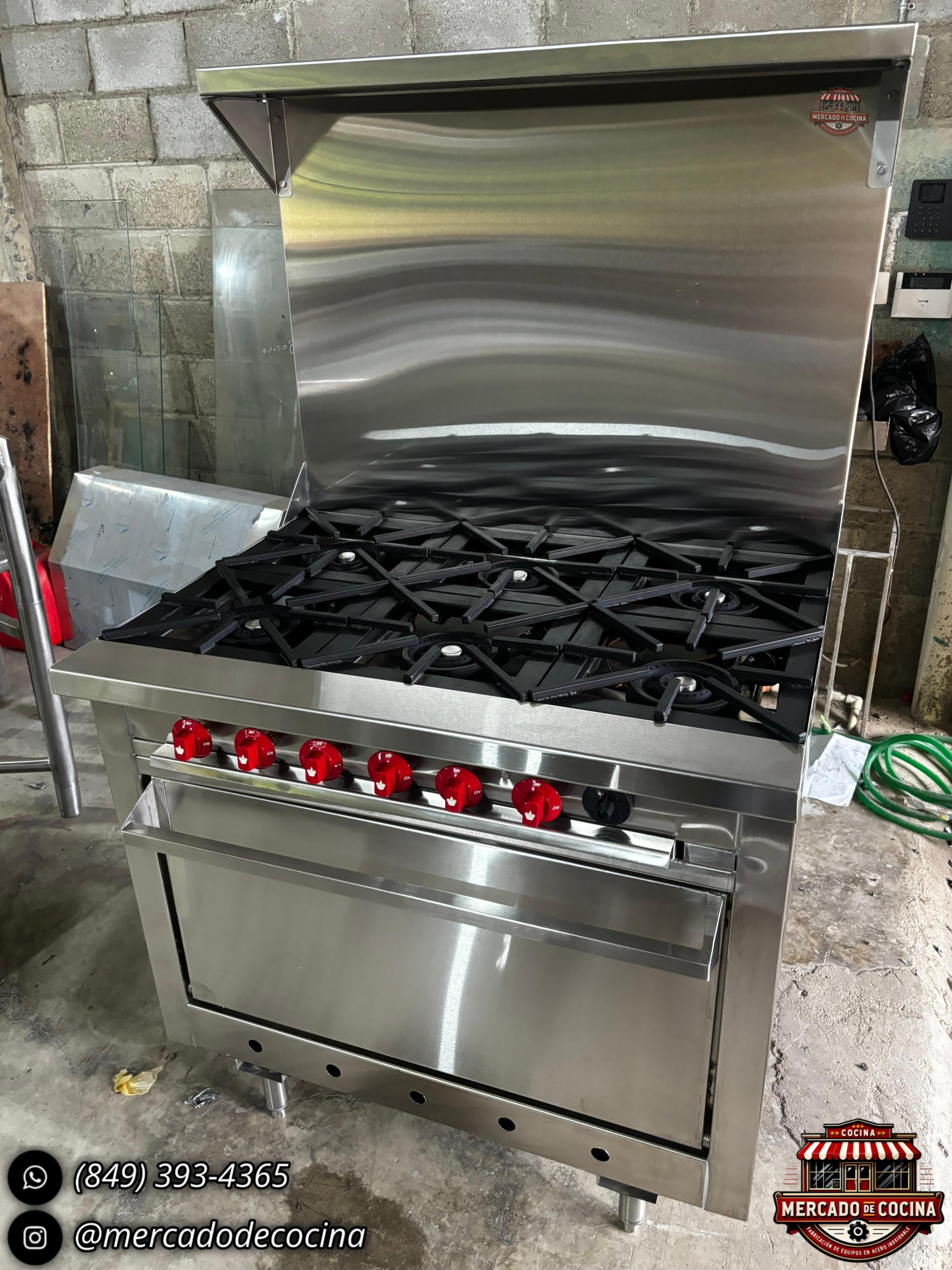 Estufa industrial 6 quemadores con horno