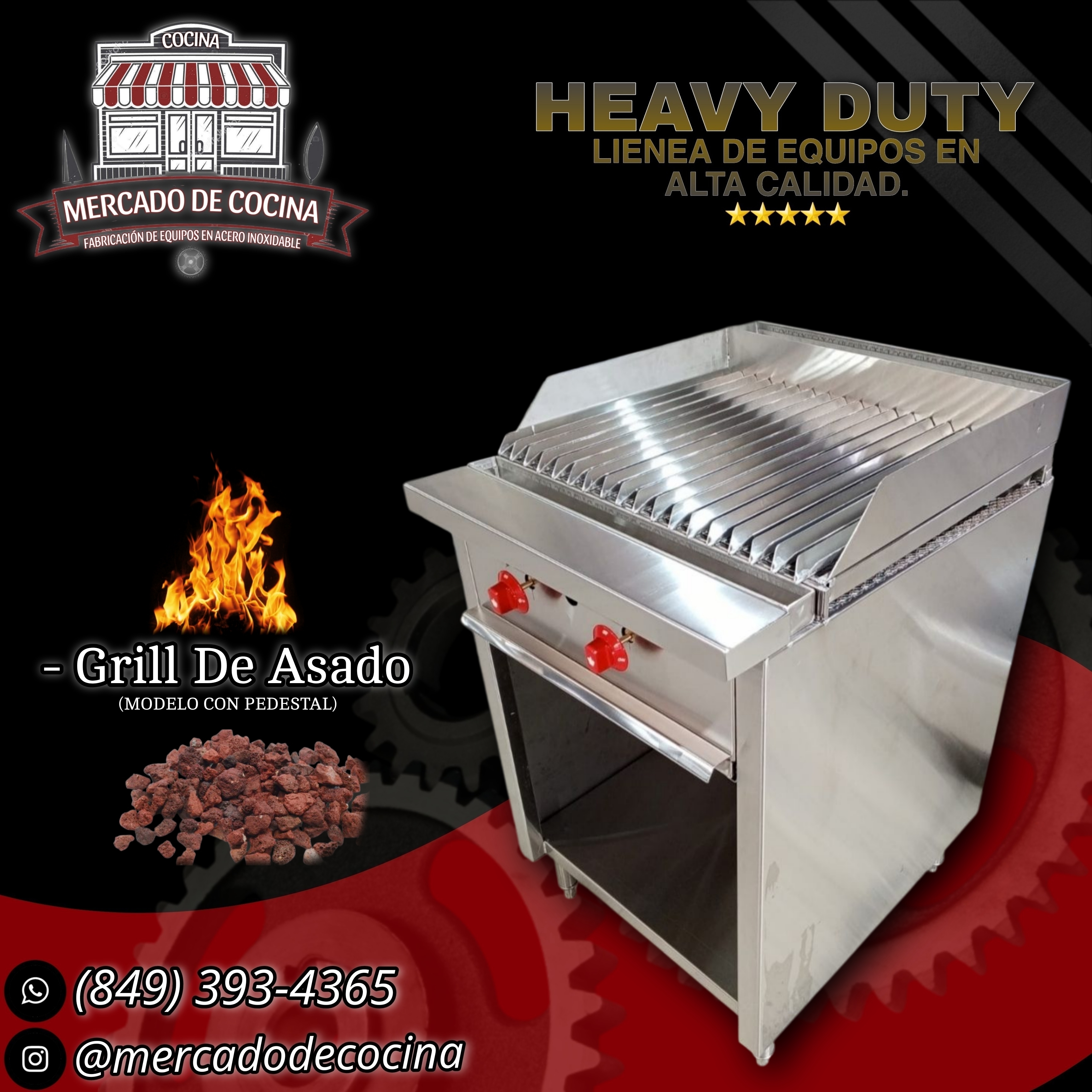 Grill de asado 24" con gabinete abierto