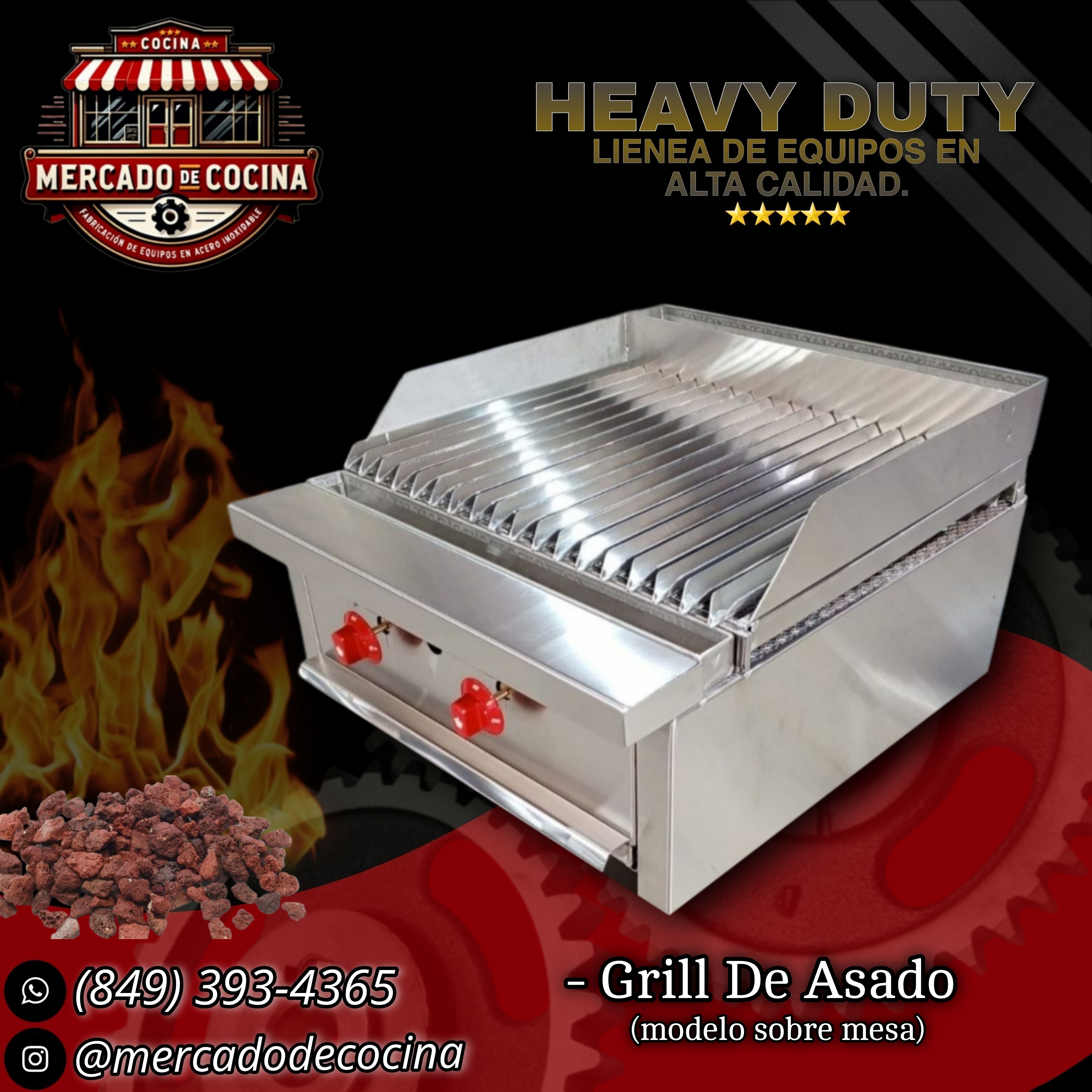 Grill de asado 24" para mesa.