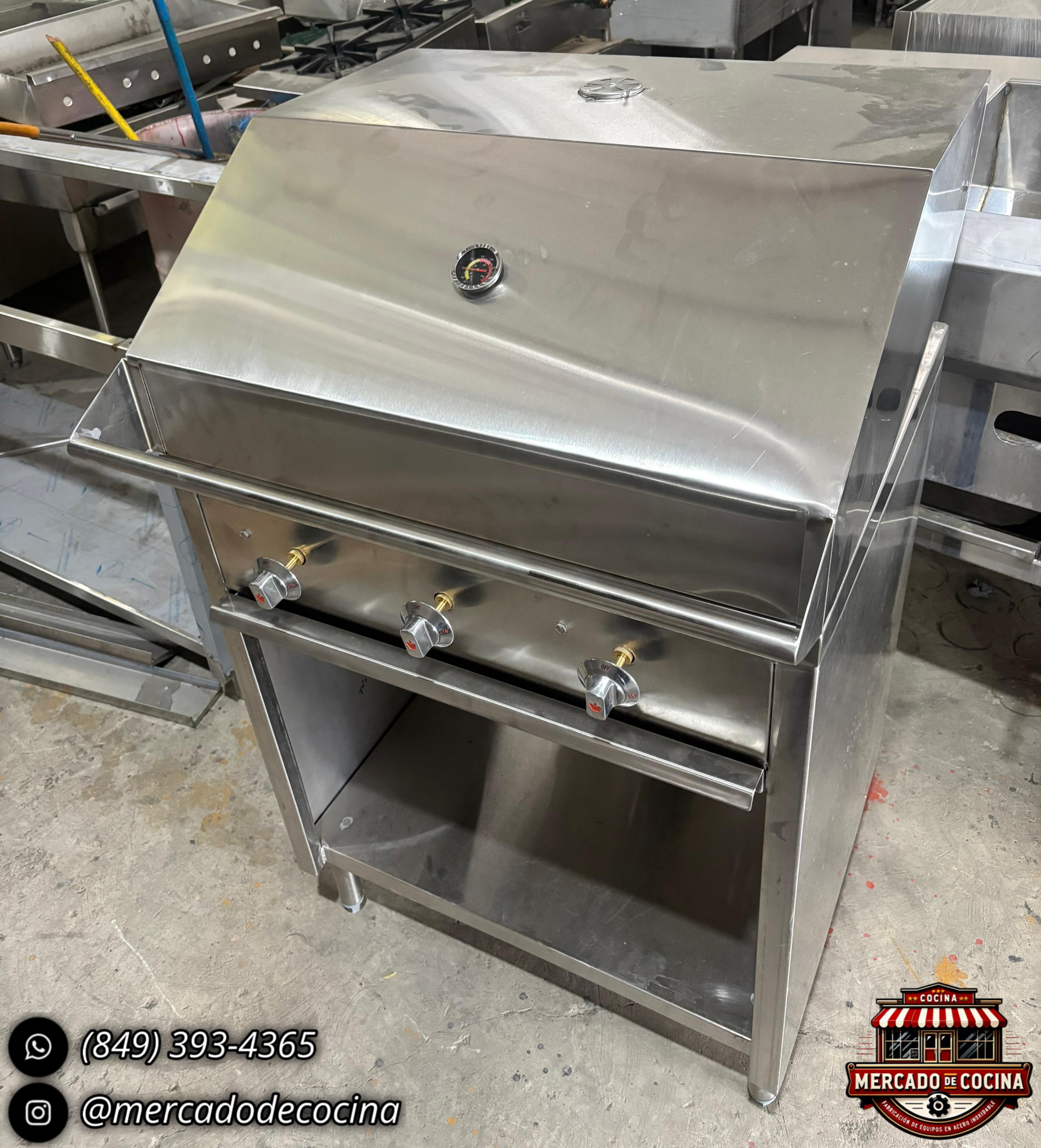 Asador BBQ de gas 30"con gabinete abierto