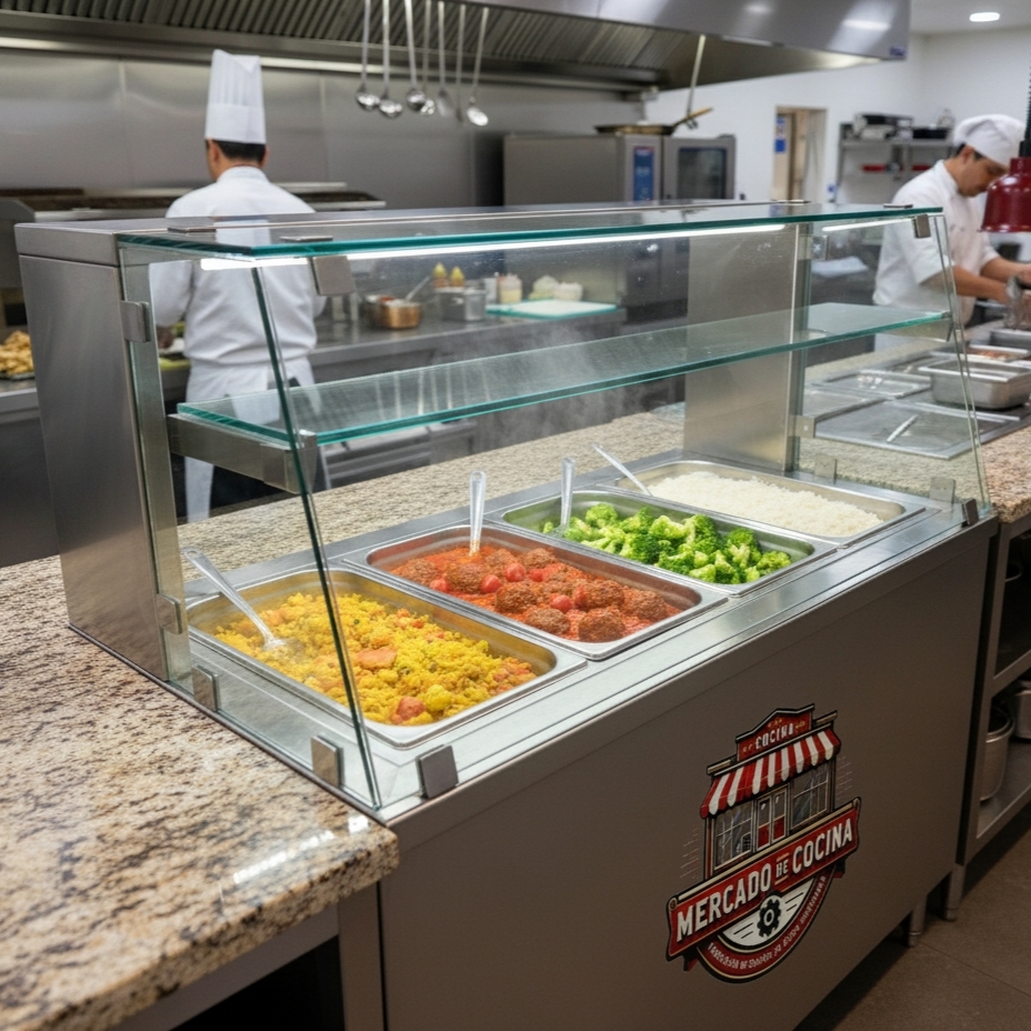 Vitrina exhibidor a baño de María (4 Bandejas)