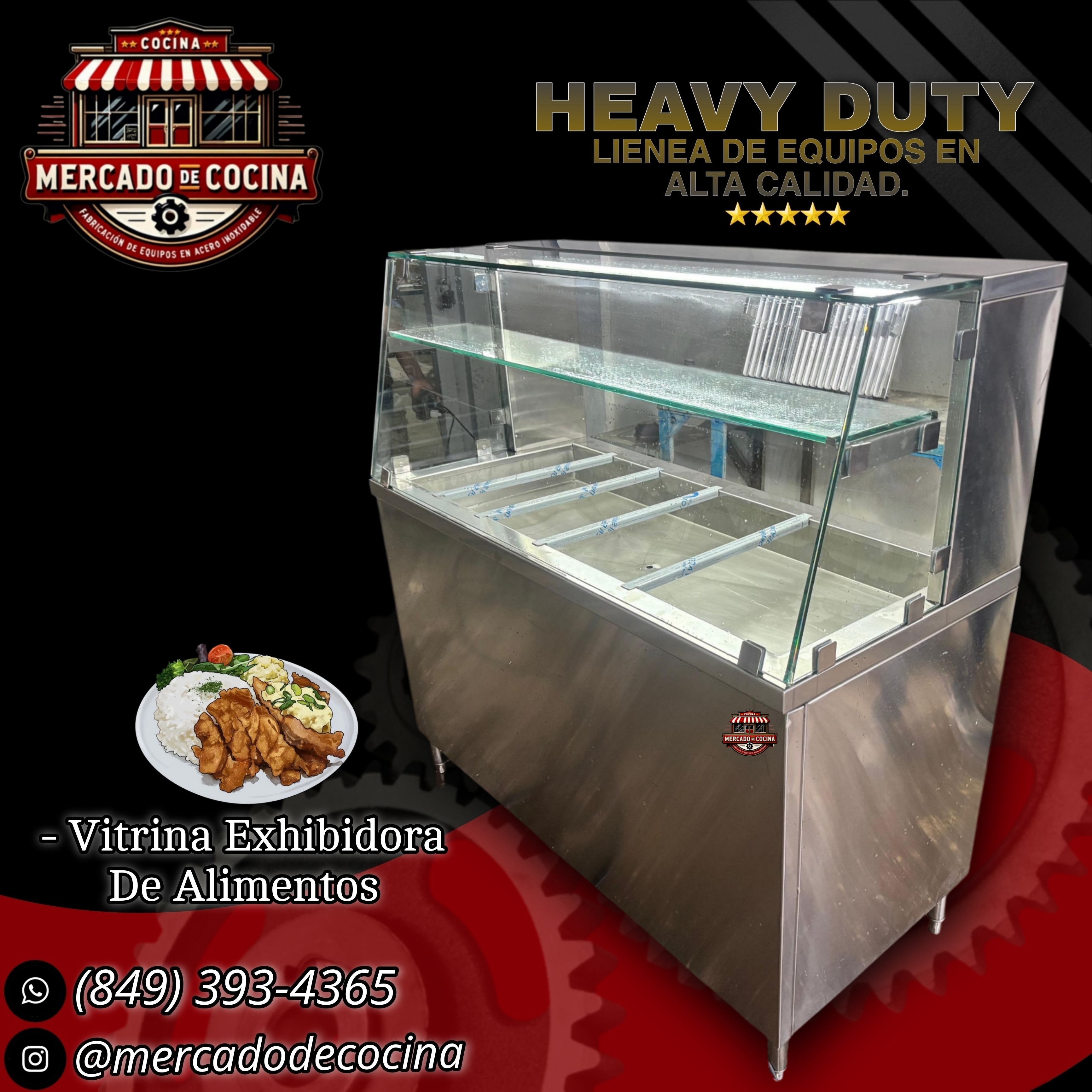 Vitrina exhibidor a baño de María (6 Bandejas)