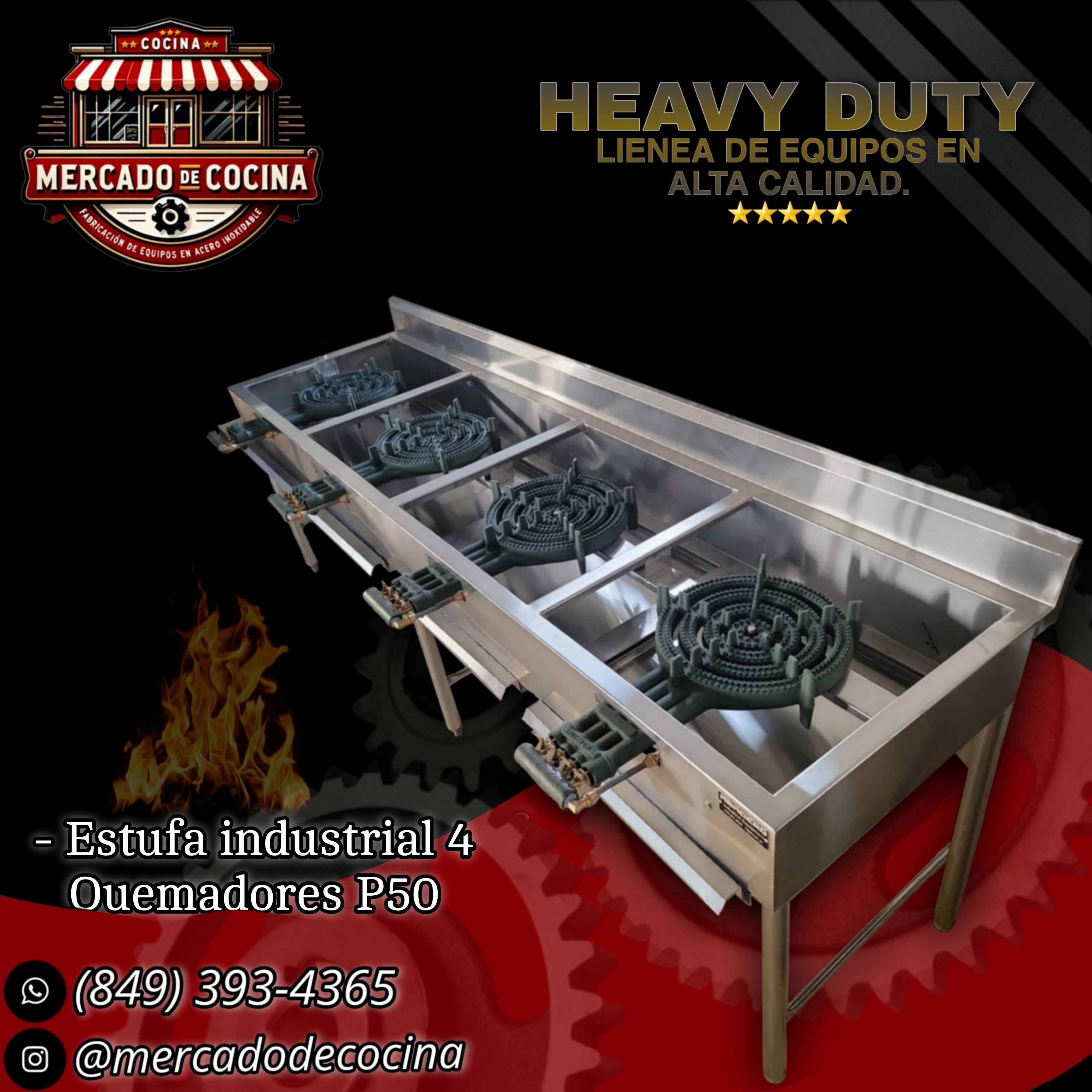 Estufa industrial mod-PRO 4 QUEMADORES P50