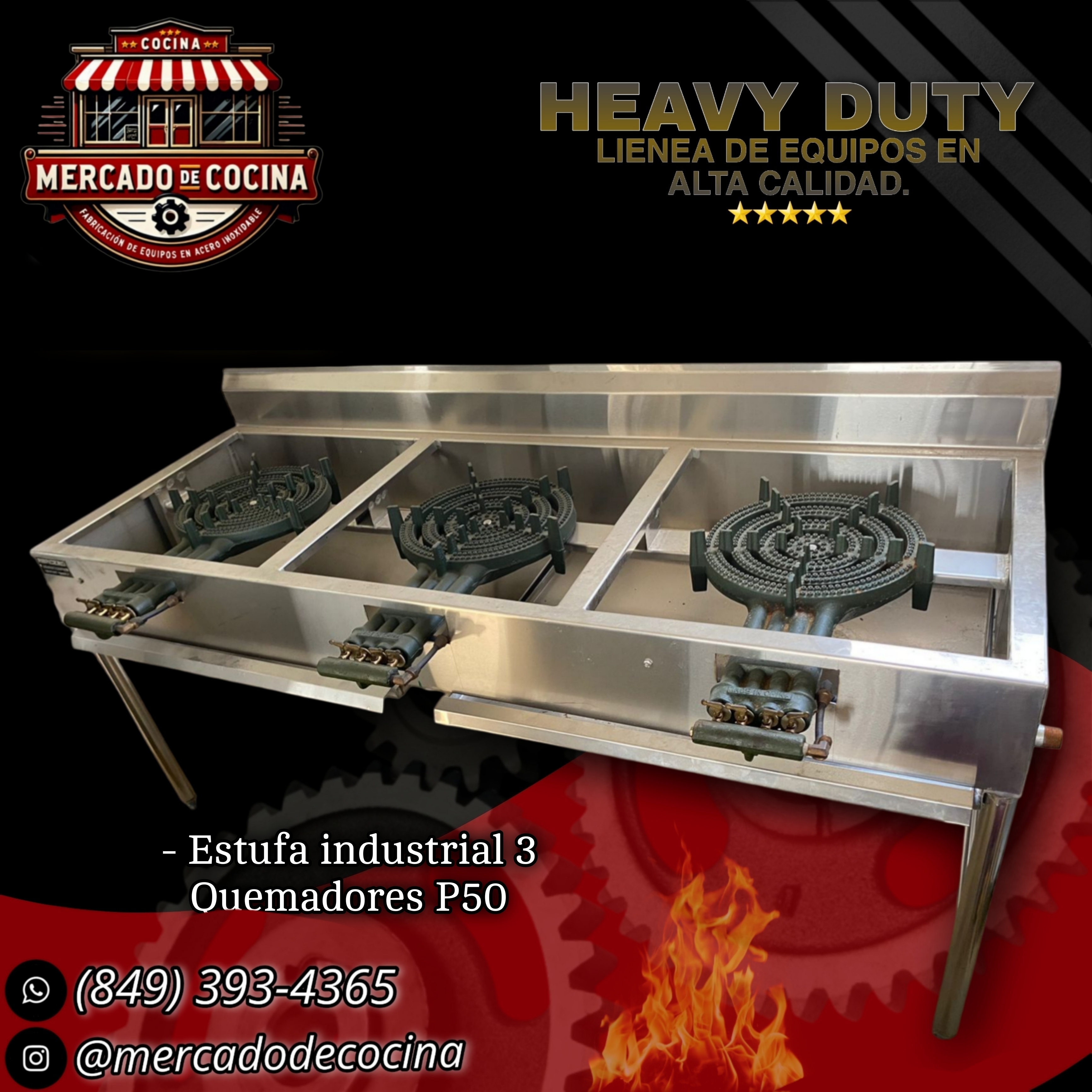 Estufa industrial mod-PRO 3 QUEMADORES P50