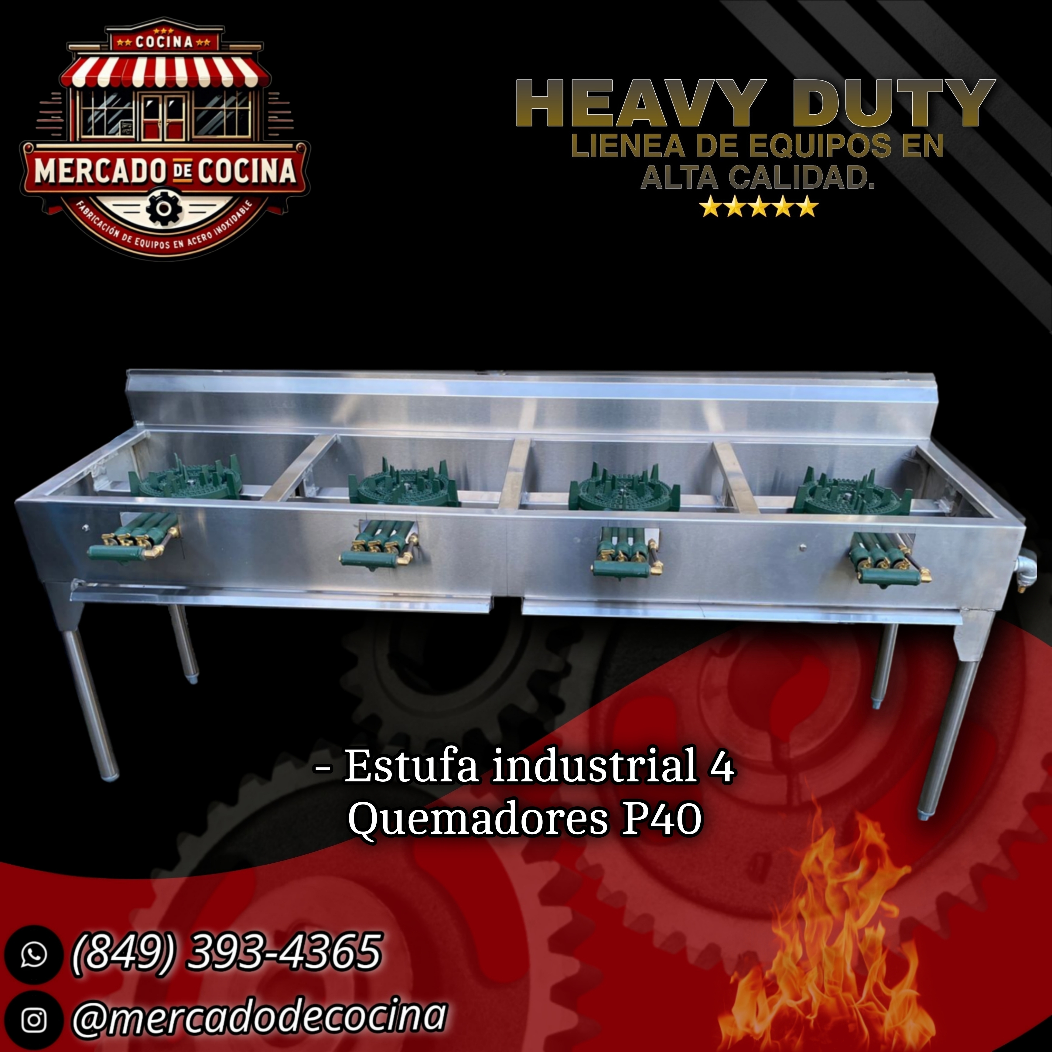 Estufa industrial mod-PRO 4 QUEMADORES P40