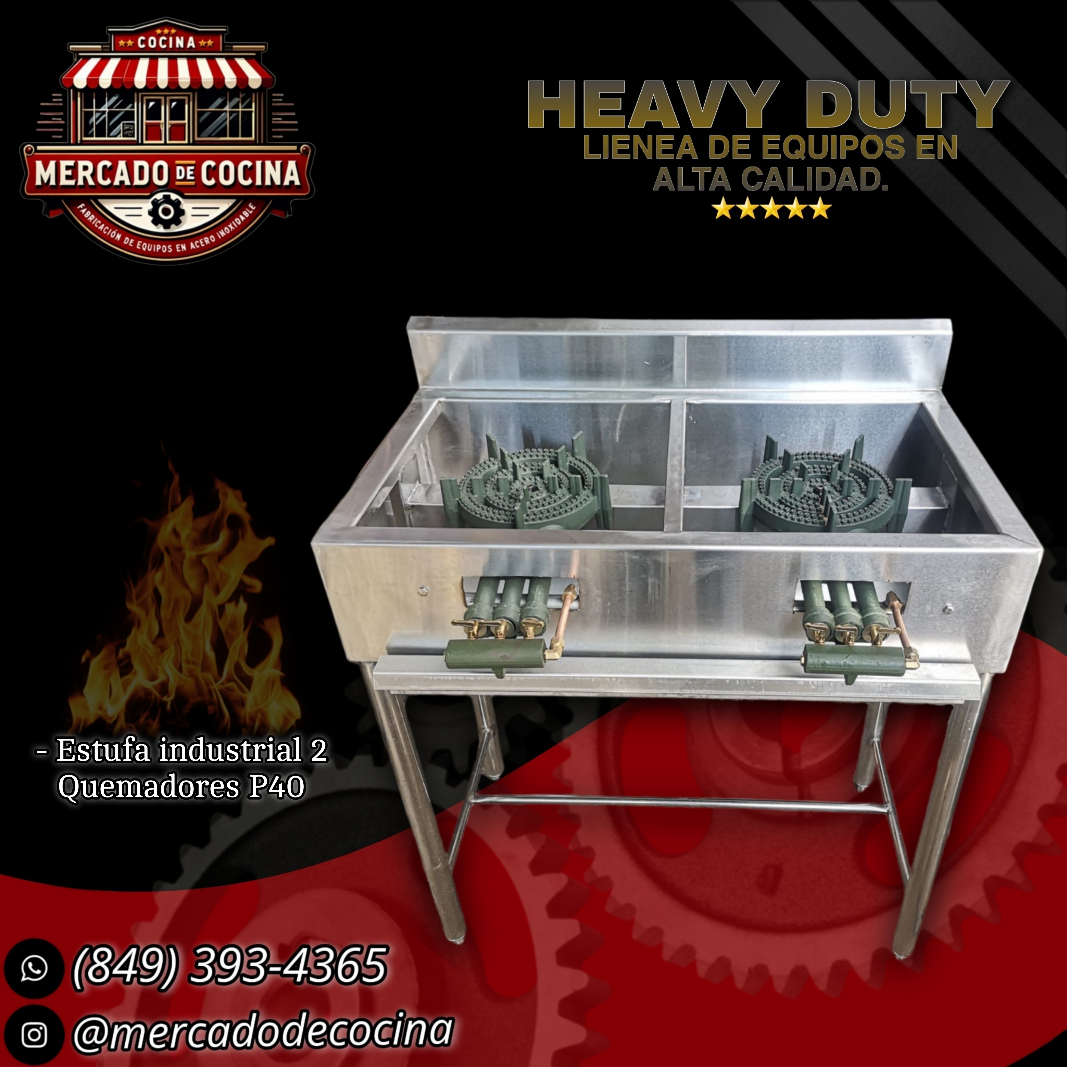 Estufa industrial mod-PRO 2 QUEMADORES P40