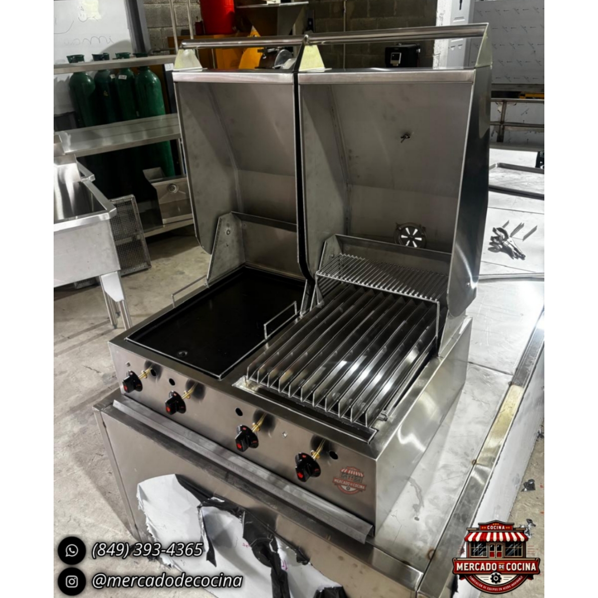 Asador BBQ + Plancha carnica mod-PRO empostrable.