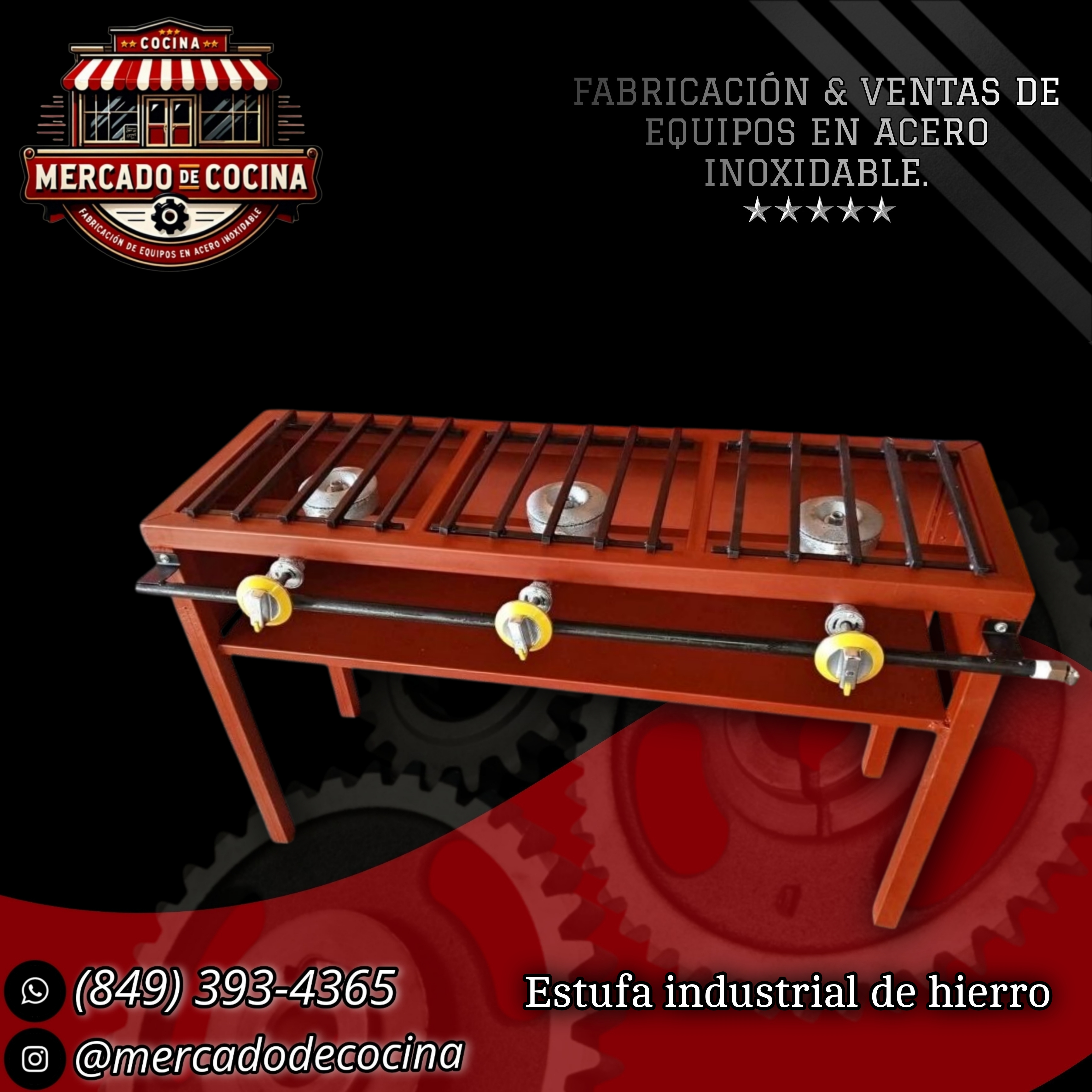 Estufa industrial de hierro mod-ECO 3 hornillas