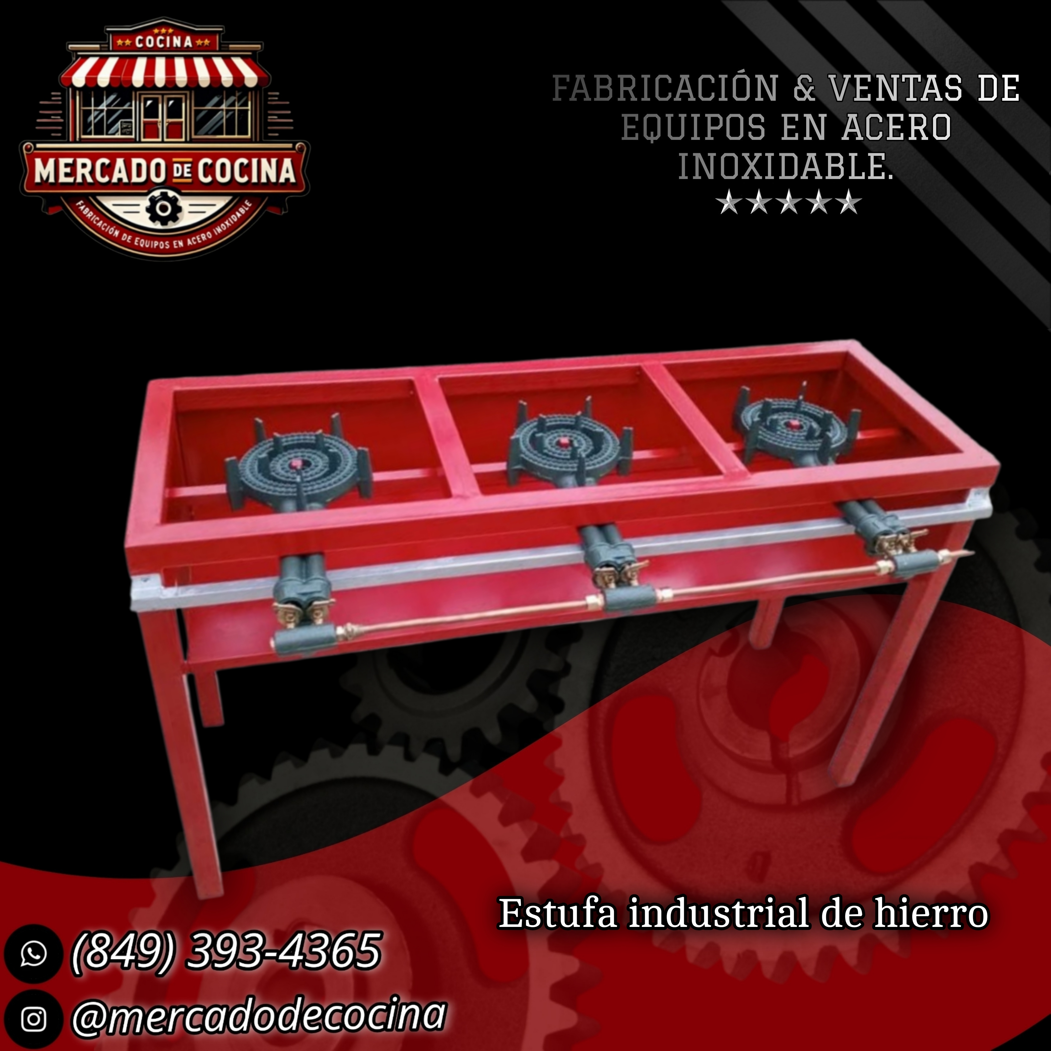 Estufa industrial de hierro mod-ECO 3 hornillas #2