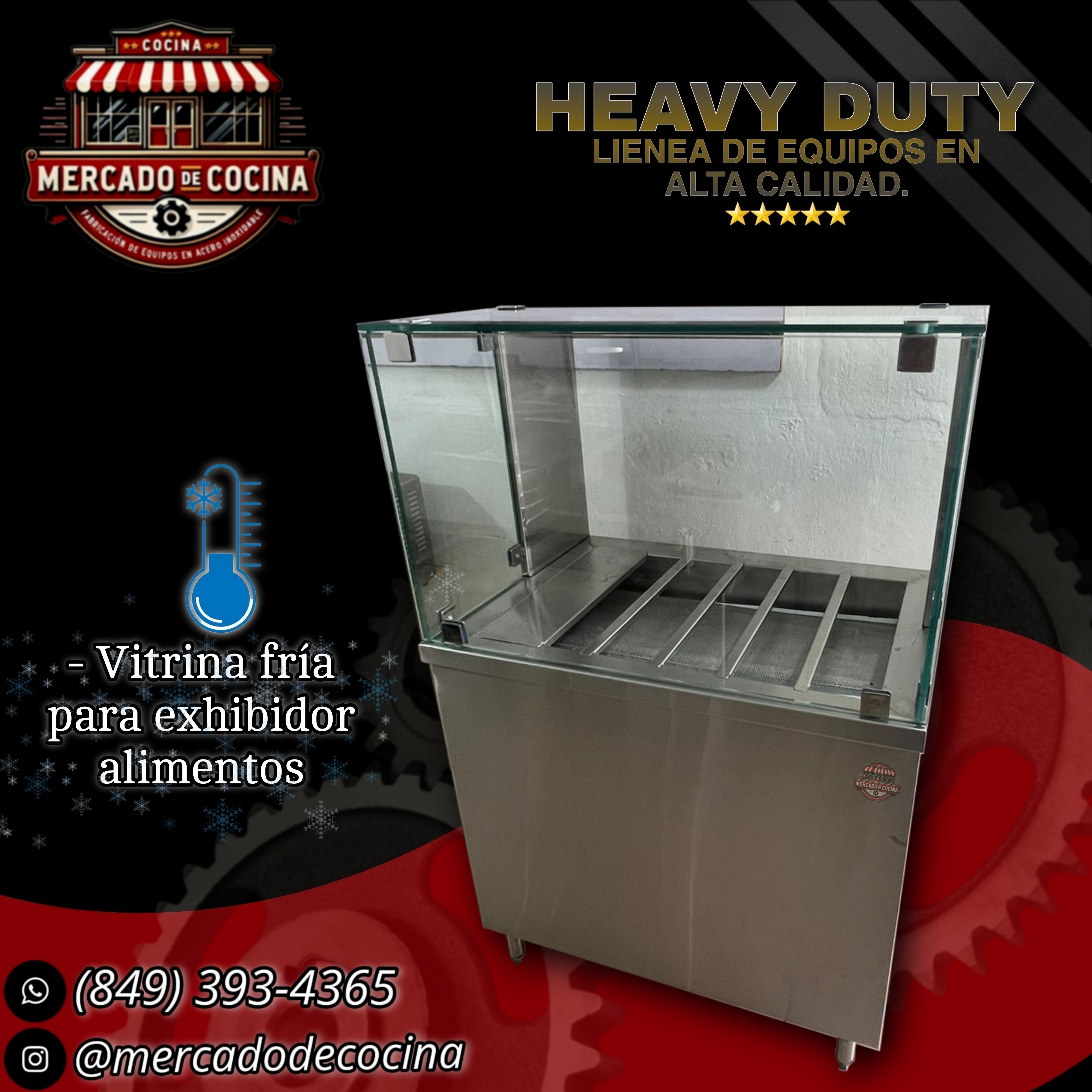 Vitrina fría para topping de 2 bandejas (con motor de enfriamiento).