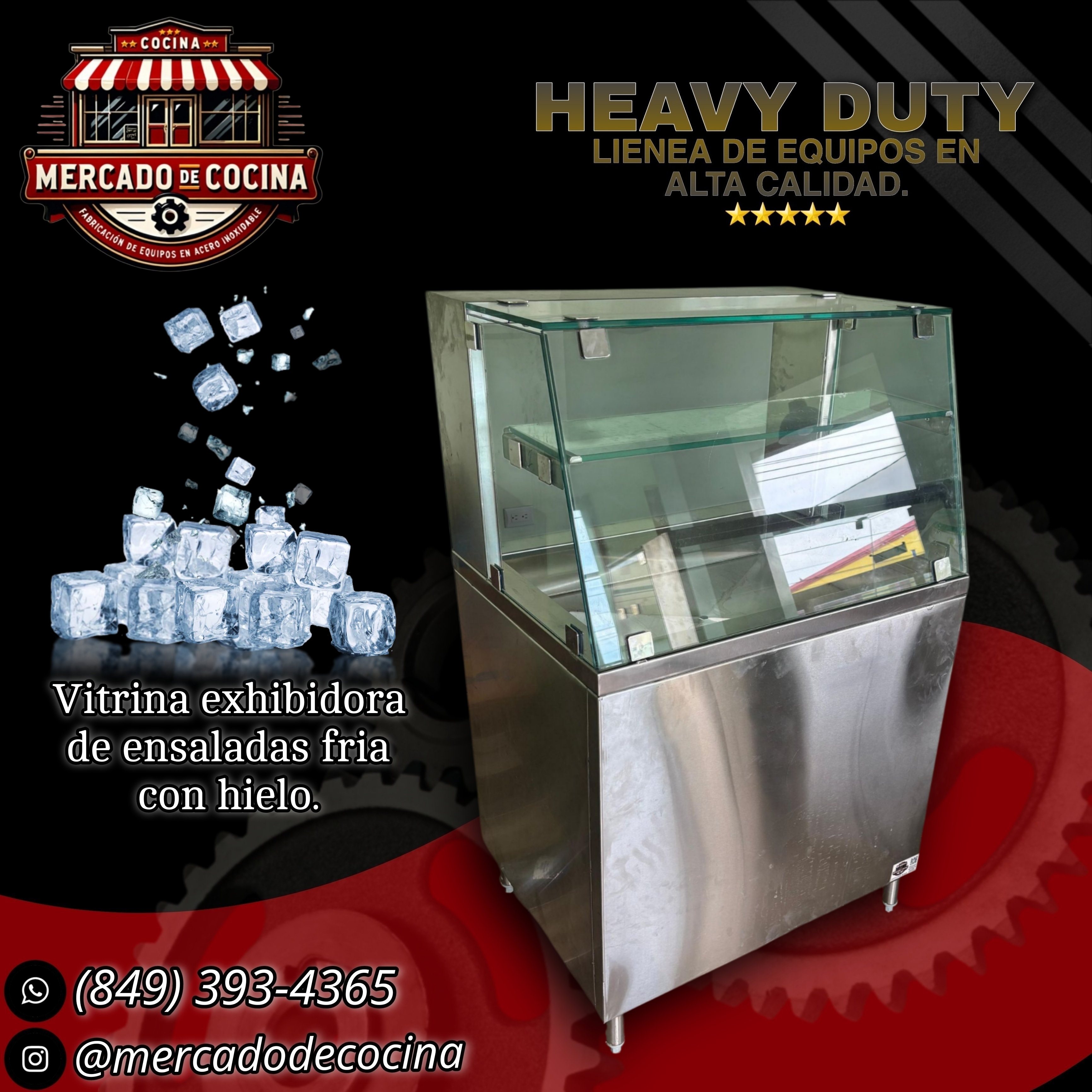 Vitrina fría para ensaladas de 2 bandejas (con hielo)