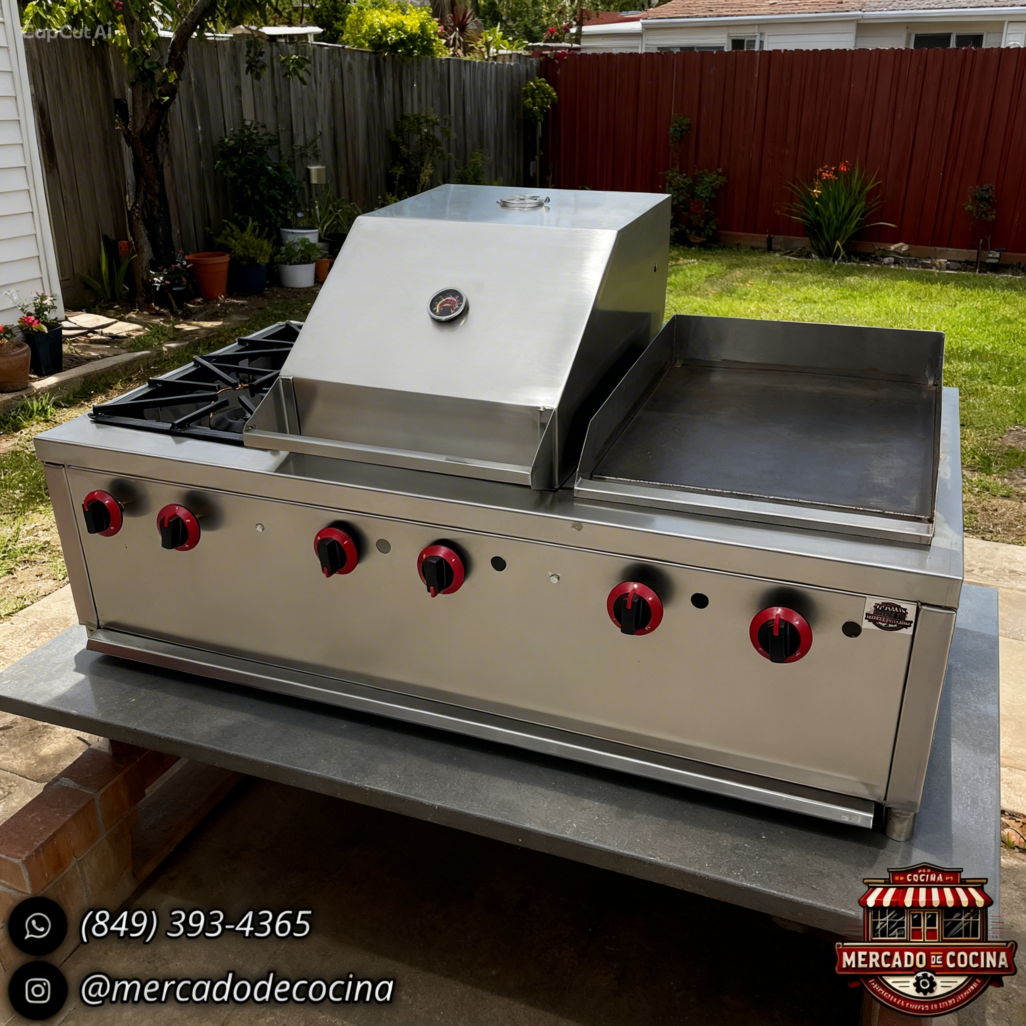 Equipo combinado (mod-PRO), empotrable, [Estufa, Asador BBQ, Plancha Cárnica]