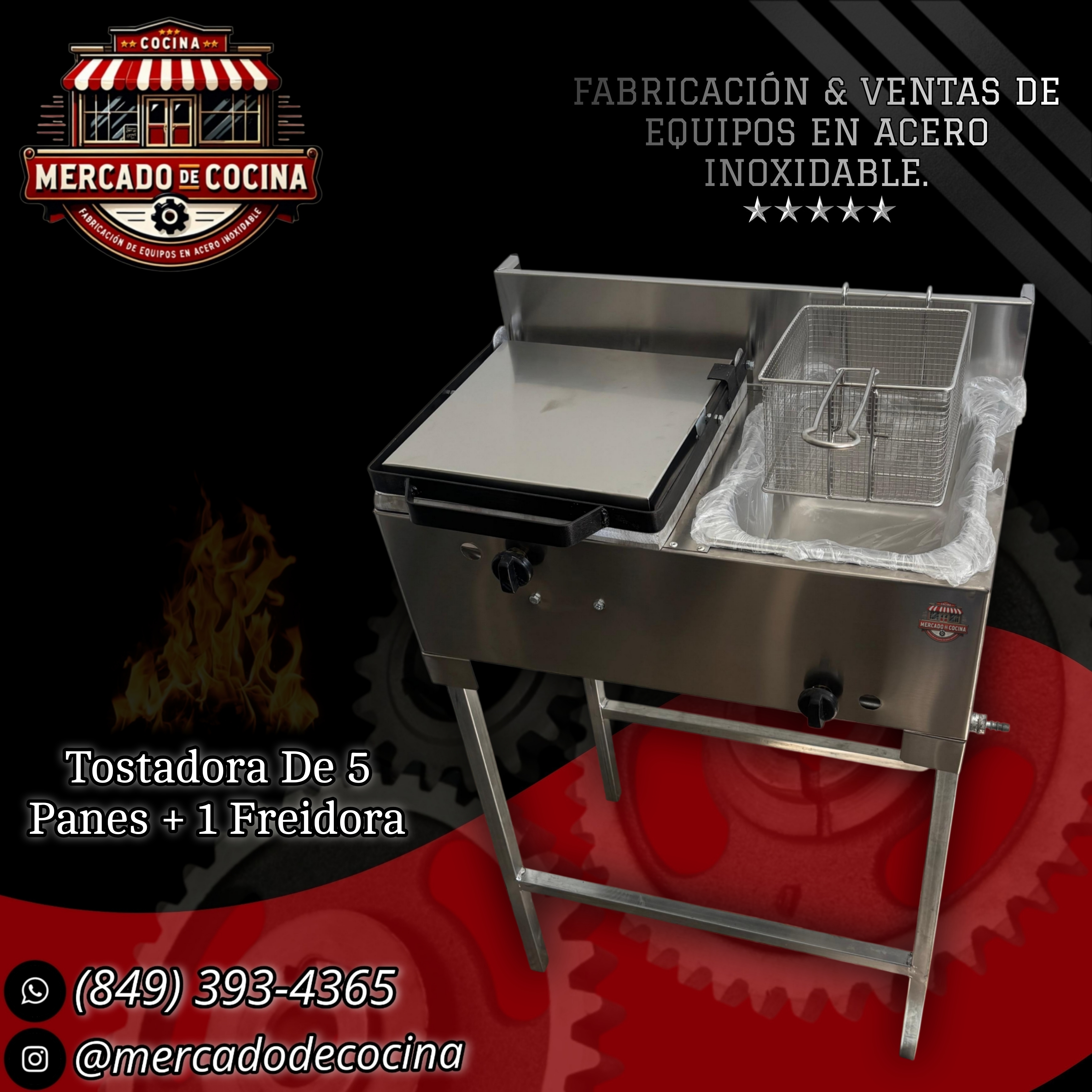 Tostadora de 5 panes+ 1 Freidora, con patas (ECO)