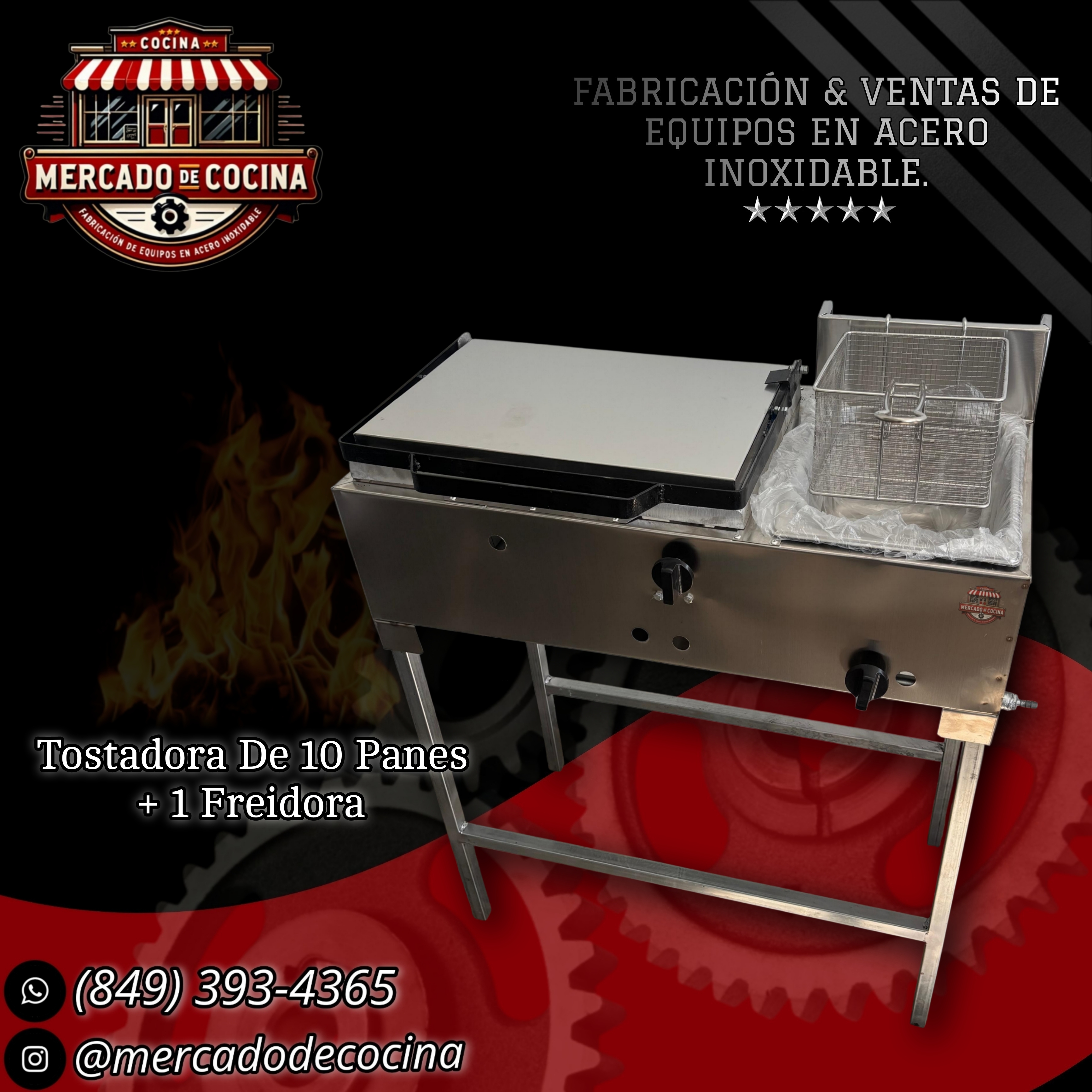 Tostadora de 10 panes+ 1 Freidora, con patas (ECO)